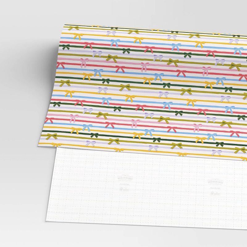 slide 3 of 3, 30" 20 sq ft Christmas Roll Wrap Bowtie Stripes - Wondershop™, 20 sq ft