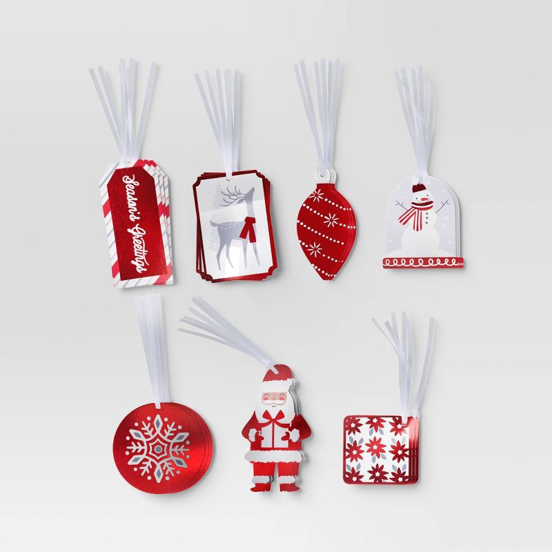 slide 1 of 3, 50ct Christmas Tie-On Gift Tags Red/White/Silver - Wondershop™, 50 ct