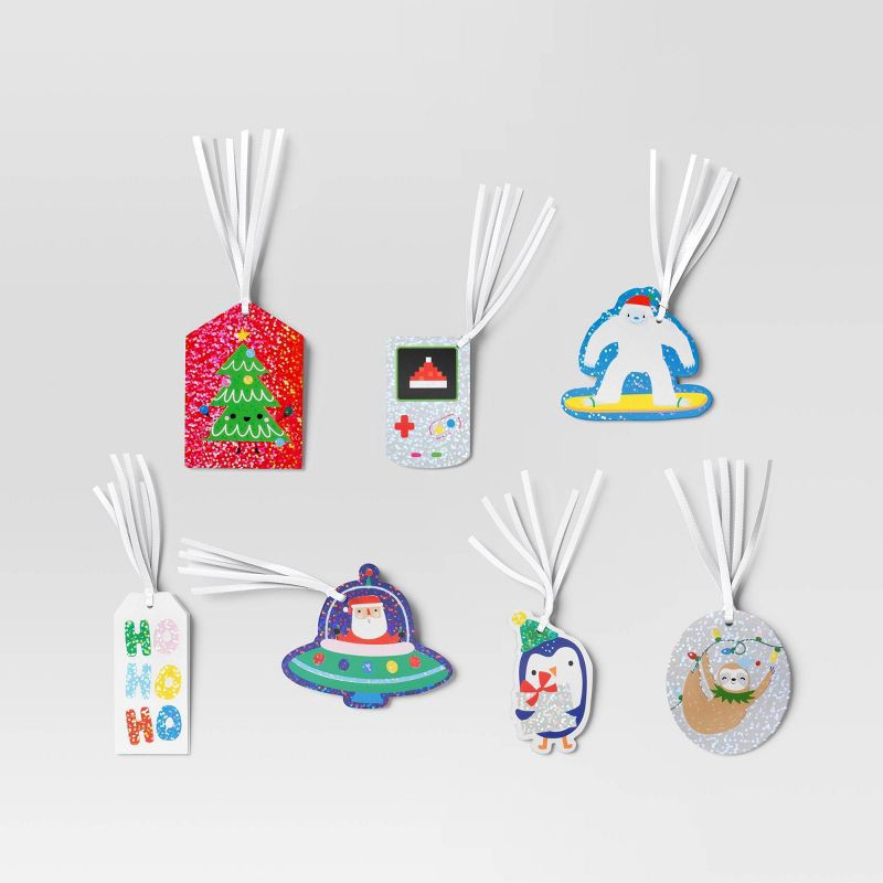 slide 1 of 3, 50ct Christmas Tie-On Gift Tags Cheerful Prints - Wondershop™, 50 ct