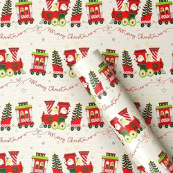 30" 25 sq ft Christmas Roll Wrap Santas Trains - Wondershop™