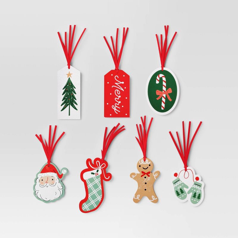 slide 1 of 3, 50ct Christmas Tie-On Gift Tags Traditional Prints - Wondershop™, 50 ct
