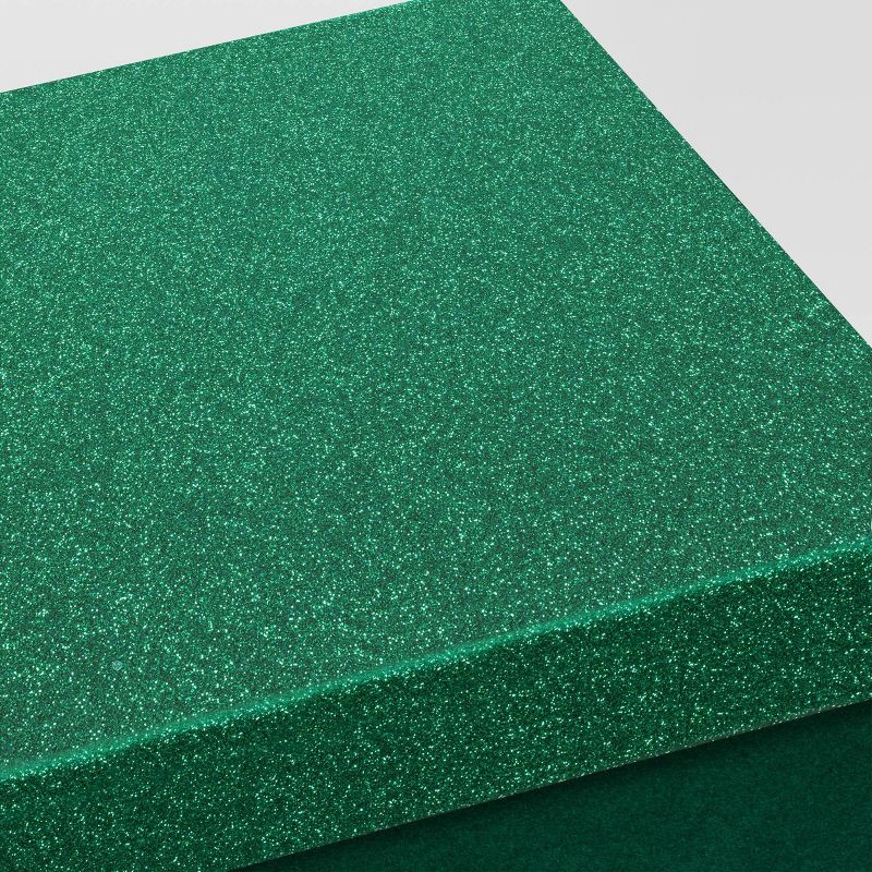 slide 3 of 3, Christmas Wrap Essentials Medium Square Box Green Glitter - Wondershop™, 1 ct