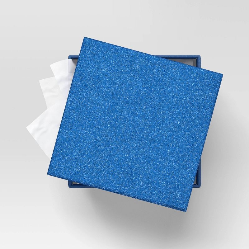 slide 2 of 3, Christmas Wrap Essentials Medium Square Box Blue Glitter - Wondershop™, 1 ct