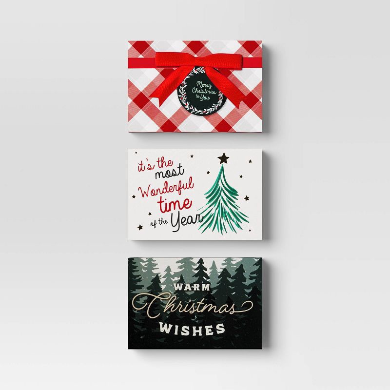 slide 1 of 3, 3pk Christmas Gift Card Holders Merry/Wonderful/Wishes - Wondershop™, 3 ct