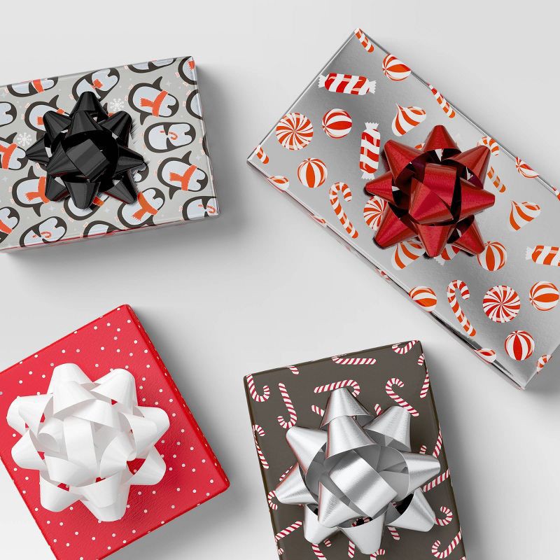 slide 2 of 3, 40ct Christmas Bow Bag Red/White/Silver/Black - Wondershop™, 40 ct