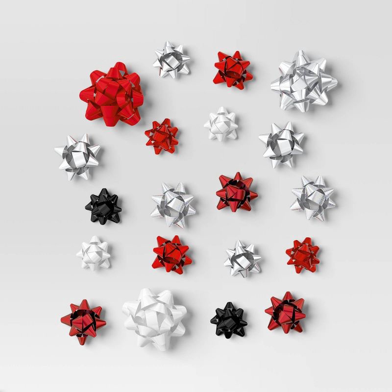 slide 1 of 3, 40ct Christmas Bow Bag Red/White/Silver/Black - Wondershop™, 40 ct