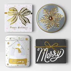 4pk Christmas Gift Card Holders Bow/Snowman/Merry/Snowflake - Wondershop™