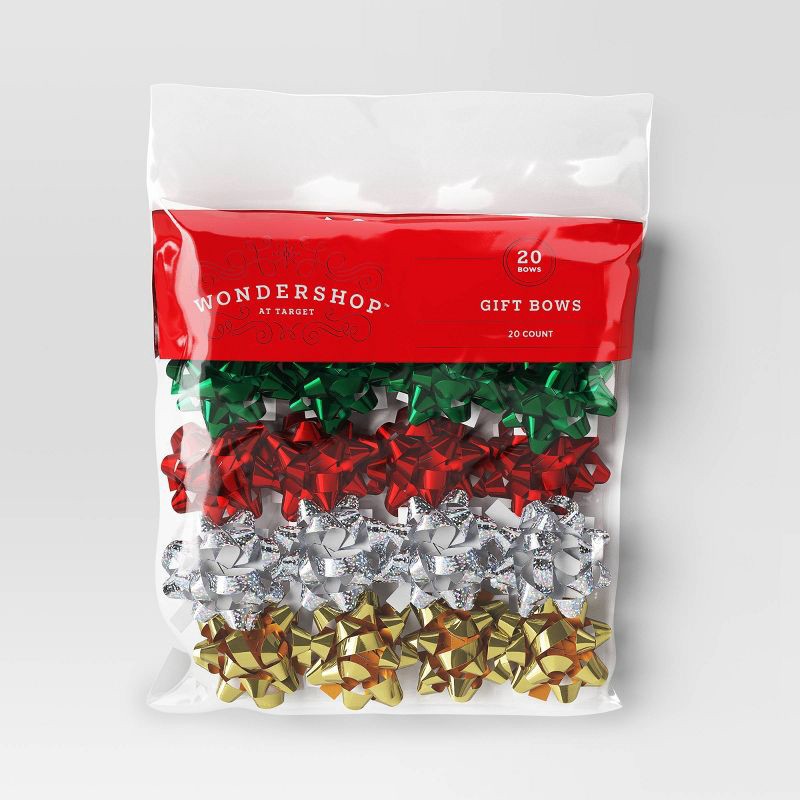 slide 3 of 3, 20ct Christmas Bow Bag Red/White/Green/Silver/Gold - Wondershop™, 20 ct