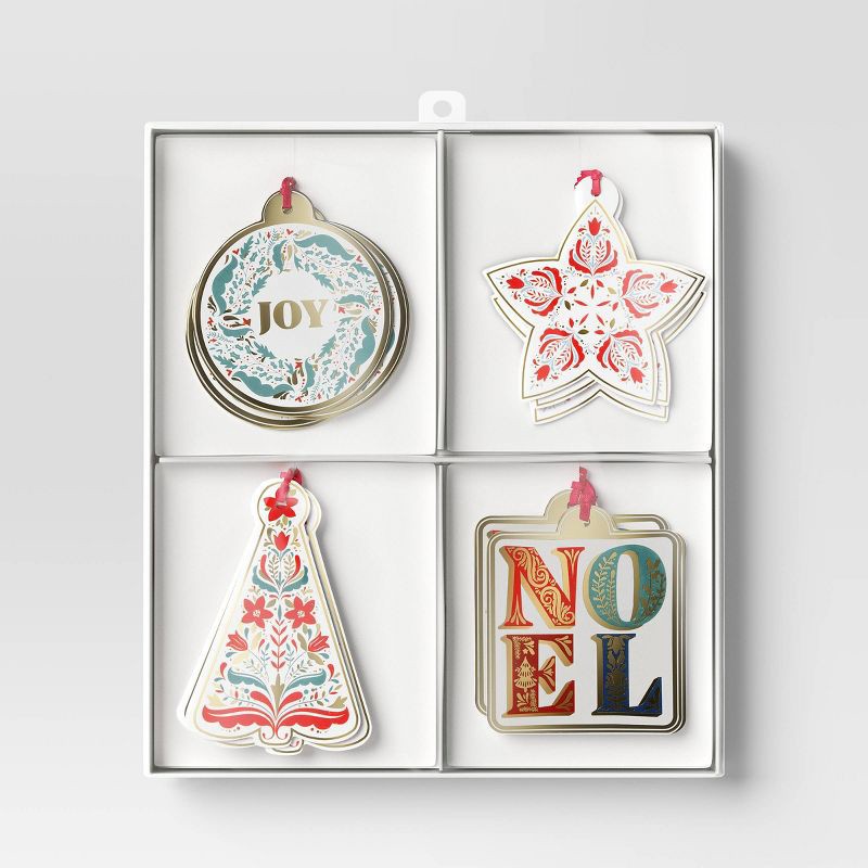slide 3 of 3, 16ct Christmas Tie-On Gift Tags Wreath Noel/Joy/Star/Tree - Wondershop™, 16 ct