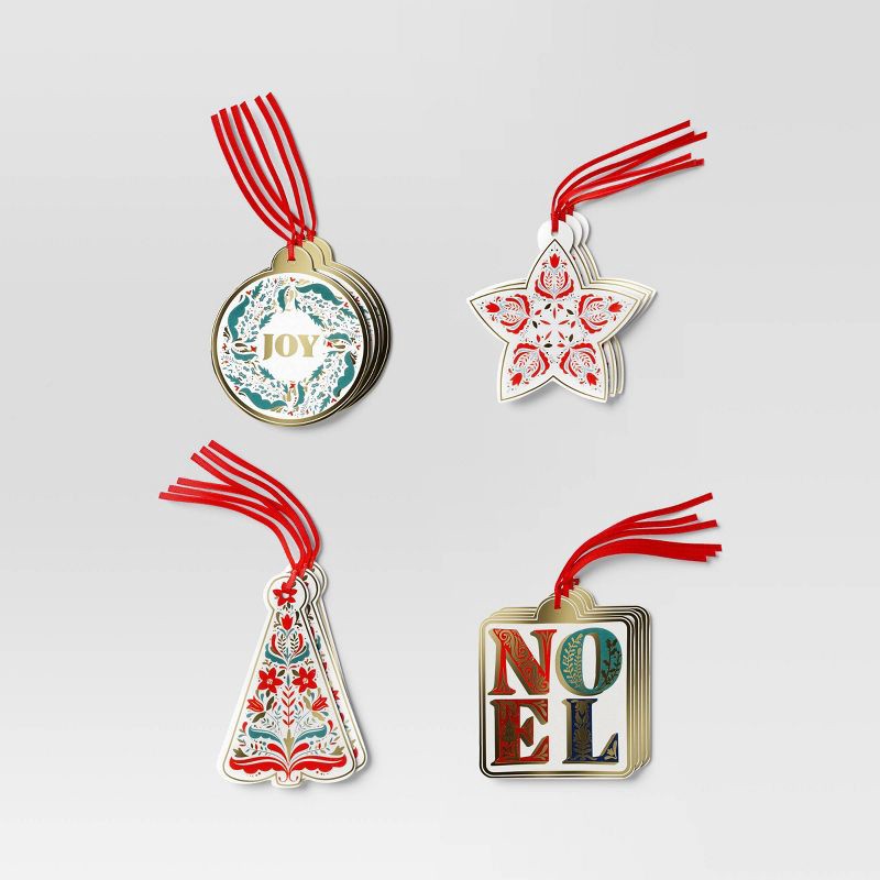 slide 1 of 3, 16ct Christmas Tie-On Gift Tags Wreath Noel/Joy/Star/Tree - Wondershop™, 16 ct