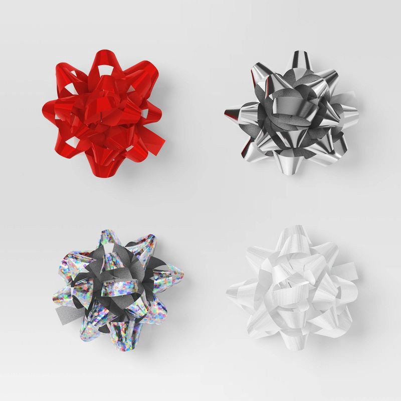 slide 1 of 3, 20ct Christmas Mini Bows Red/White/Silver - Wondershop™, 20 ct