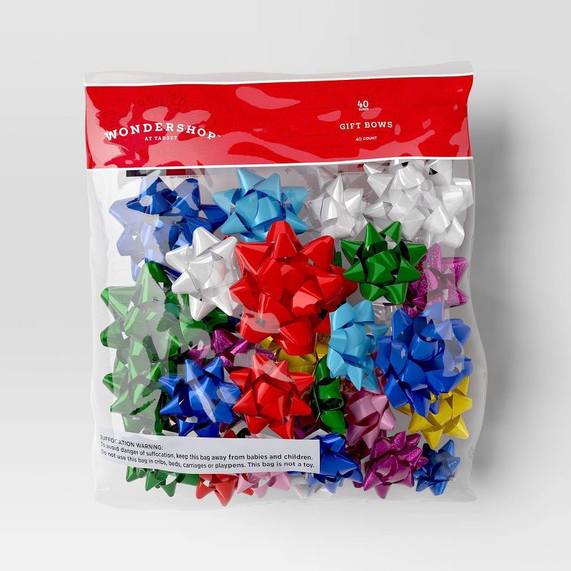 slide 3 of 3, 40ct Christmas Bow Bag Bright Colors - Wondershop™, 40 ct