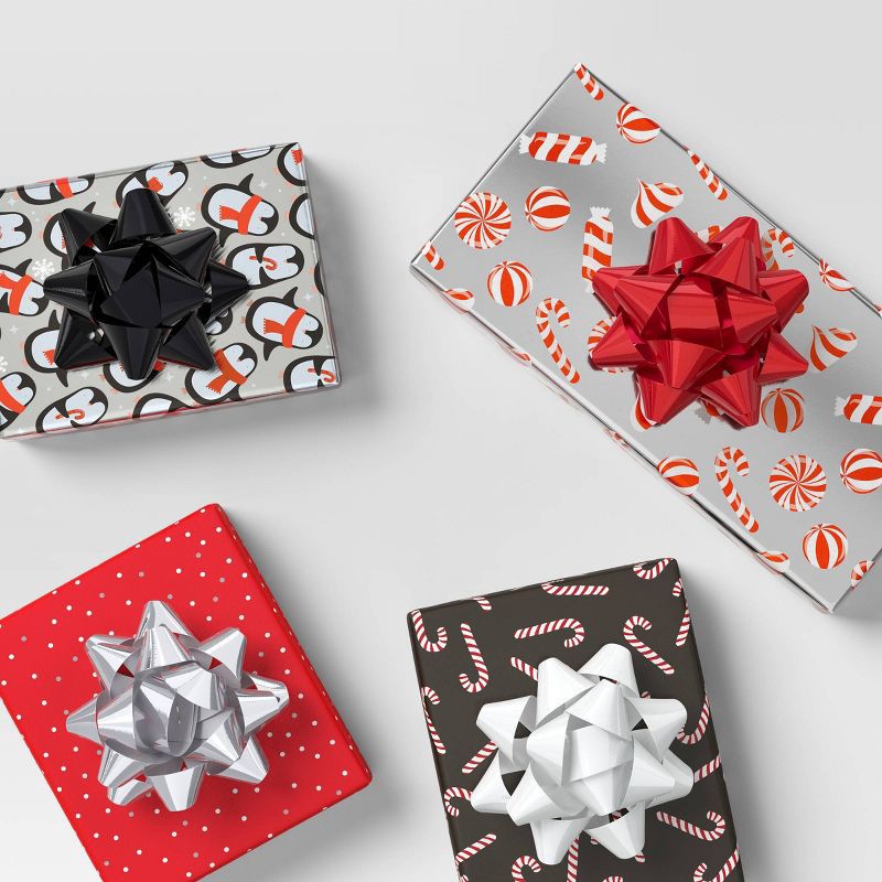 slide 2 of 3, 20ct Christmas Bow Bag Red/White/Silver/Black - Wondershop™, 20 ct