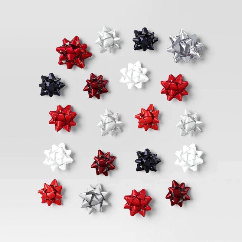 slide 1 of 3, 20ct Christmas Bow Bag Red/White/Silver/Black - Wondershop™, 20 ct