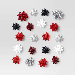 20ct Christmas Bow Bag Red/White/Silver/Black - Wondershop™