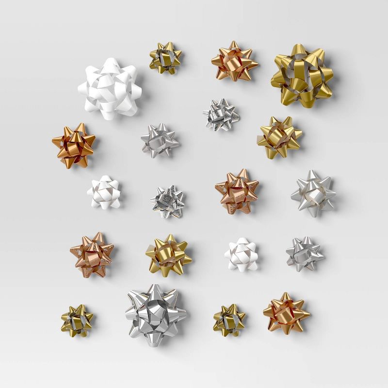 slide 1 of 3, 40ct Christmas Bow Bag Gold/White/Silver - Wondershop™, 40 ct