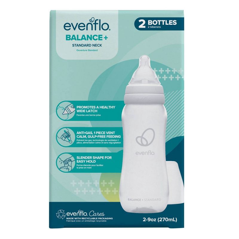 slide 5 of 6, Evenflo Balance Standard-Neck Anti-Colic Baby Bottles - 9oz/2pk, 2 ct; 9 oz