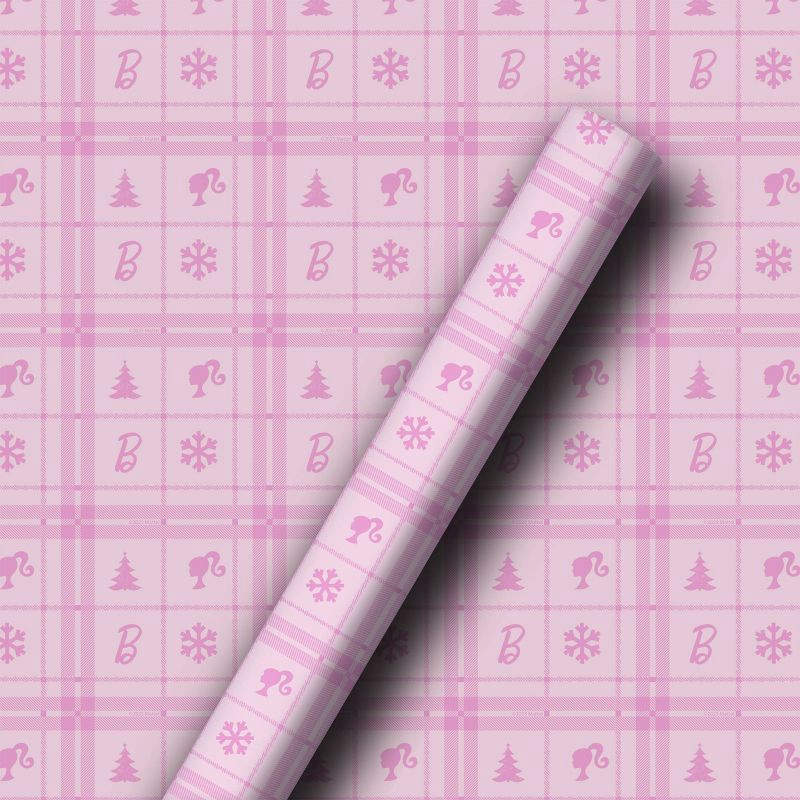 slide 2 of 3, 30" 25sq ft Christmas Roll Wrap Barbie, 1 ct