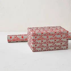 Minted Foil Merry Luxury Gift Wrapping Paper Red/Silver