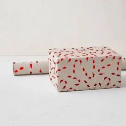 Minted Foil Candy Cane Luxury Gift Wrapping Paper Red/White/Ivory