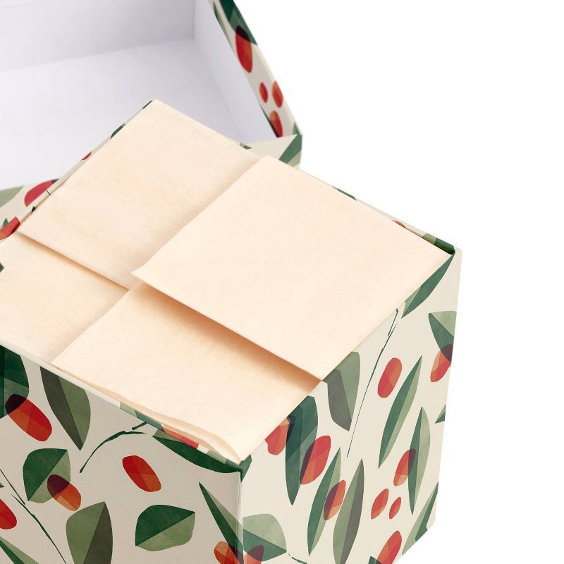 slide 2 of 3, Minted 5"x5" Holly and Berries Small Gift Box Red/Green/Cream, 1 ct