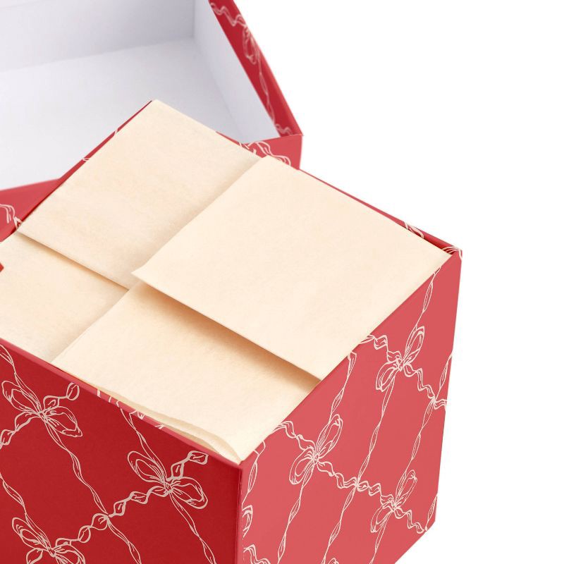 slide 2 of 3, Minted 5"x5" Ribbon Lattice Small Gift Box Red/Ivory, 1 ct