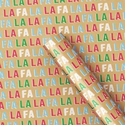 40" 125 sq ft Christmas Roll Wrap Multi Fa La La on Brown - Wondershop™