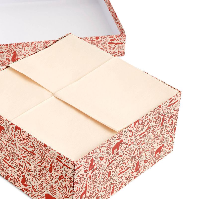 slide 2 of 3, Minted 10"x10" Merry Woodland Large Gift Box Red/Ivory, 1 ct