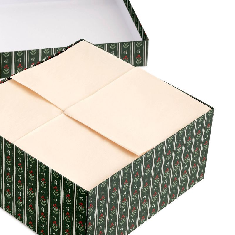 slide 2 of 3, Minted 10"x10" Folk Floral Large Gift Box Green/Red/Cream, 1 ct