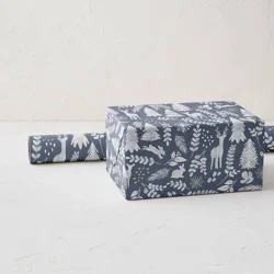 Minted Foil Forest Frost Luxury Gift Wrapping Paper Blue/White
