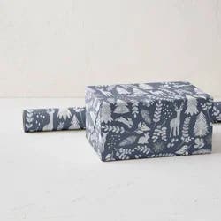 Minted Foil Forest Frost Luxury Gift Wrapping Paper Blue/White