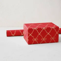 Minted Foil Ribbon Lattice Luxury Gift Wrapping Paper Red