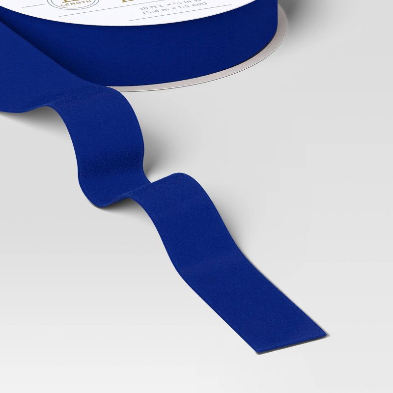 slide 3 of 3, 18' Christmas Fabric Ribbon Blue Velvet - Wondershop™, 1 ct
