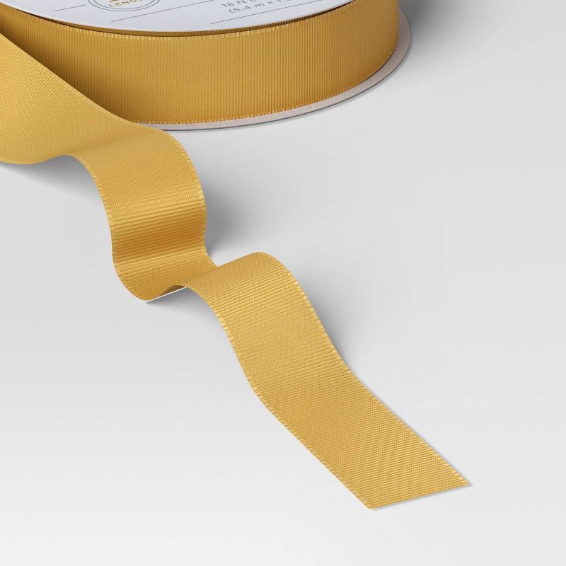 slide 3 of 3, 18' Christmas Fabric Ribbon Gold Satin - Wondershop™, 1 ct