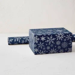 Minted Foil Shimmering Snowflake Luxury Gift Wrapping Paper Blue