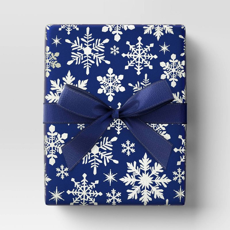 slide 2 of 3, 30' Christmas Fabric Ribbon Navy Satin - Wondershop™, 1 ct