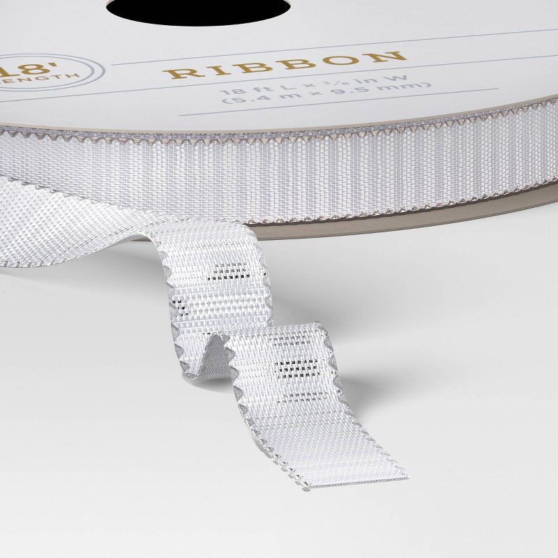 slide 3 of 3, 18' Christmas Fabric Ribbon Silver/White Shimmer - Wondershop™, 1 ct