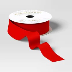 30' Christmas Fabric Ribbon Red Velvet - Wondershop™