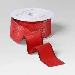 45' Christmas Fabric Ribbon Red Glitter - Wondershop™