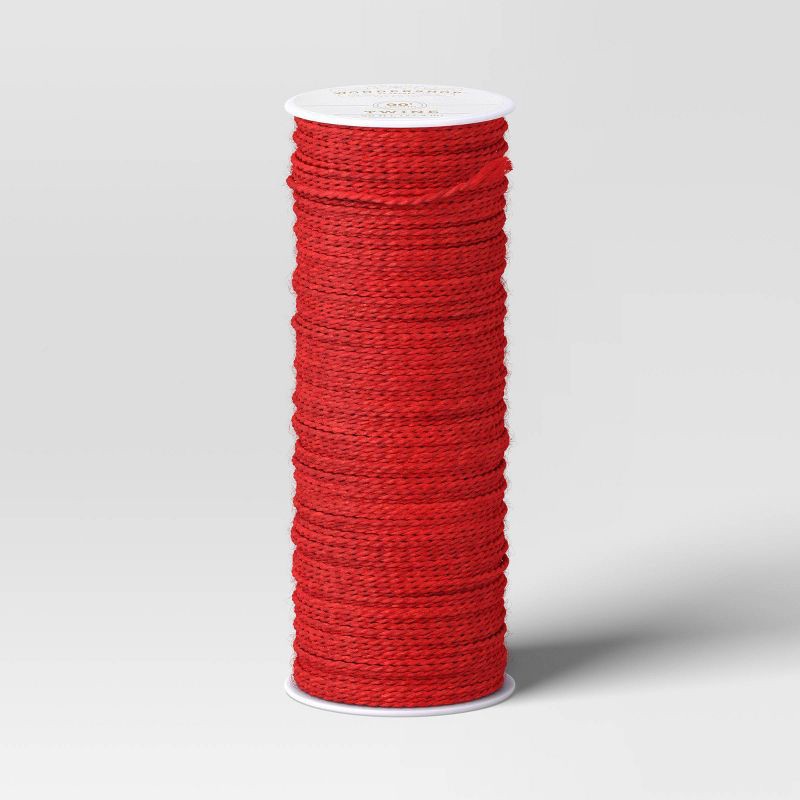 slide 1 of 3, 90' Christmas Fabric Ribbon Red Jute - Wondershop™, 1 ct