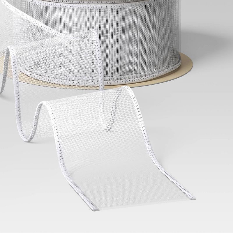 slide 3 of 3, 45' Christmas Fabric Ribbon White Sheer - Wondershop™, 1 ct