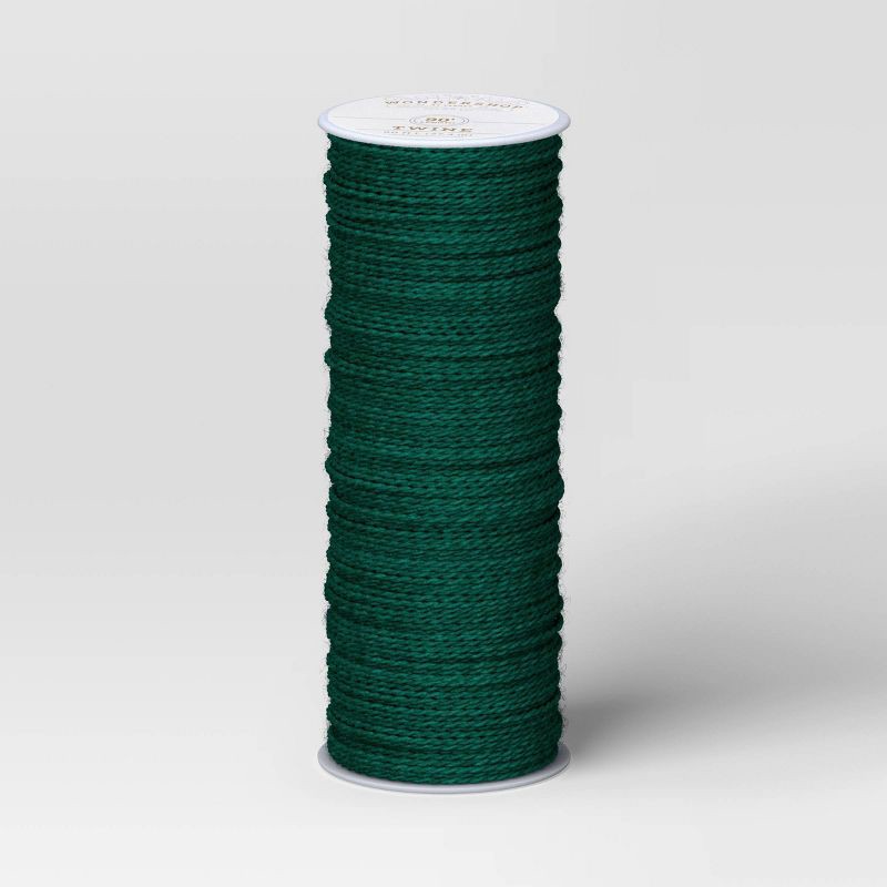 slide 1 of 3, 90' Christmas Fabric Ribbon Green Jute - Wondershop™, 1 ct