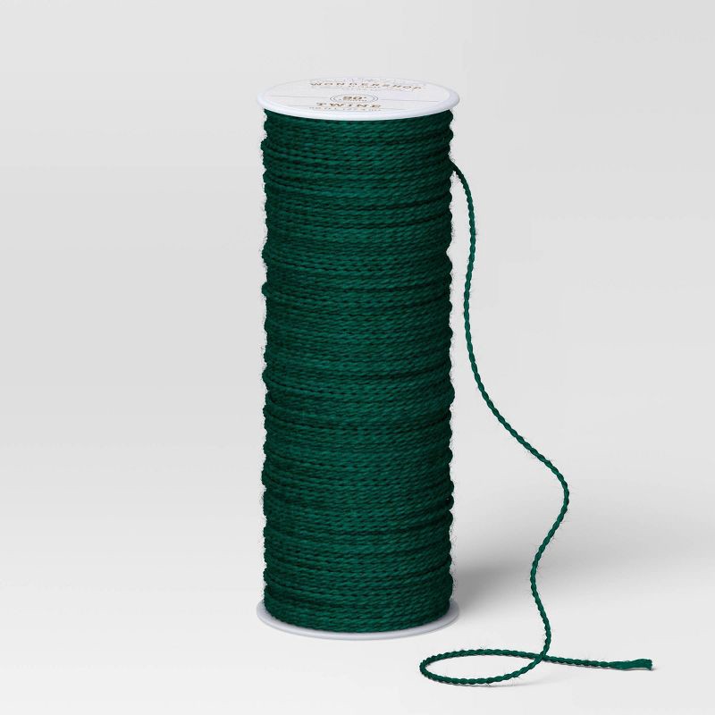 slide 3 of 3, 90' Christmas Fabric Ribbon Green Jute - Wondershop™, 1 ct