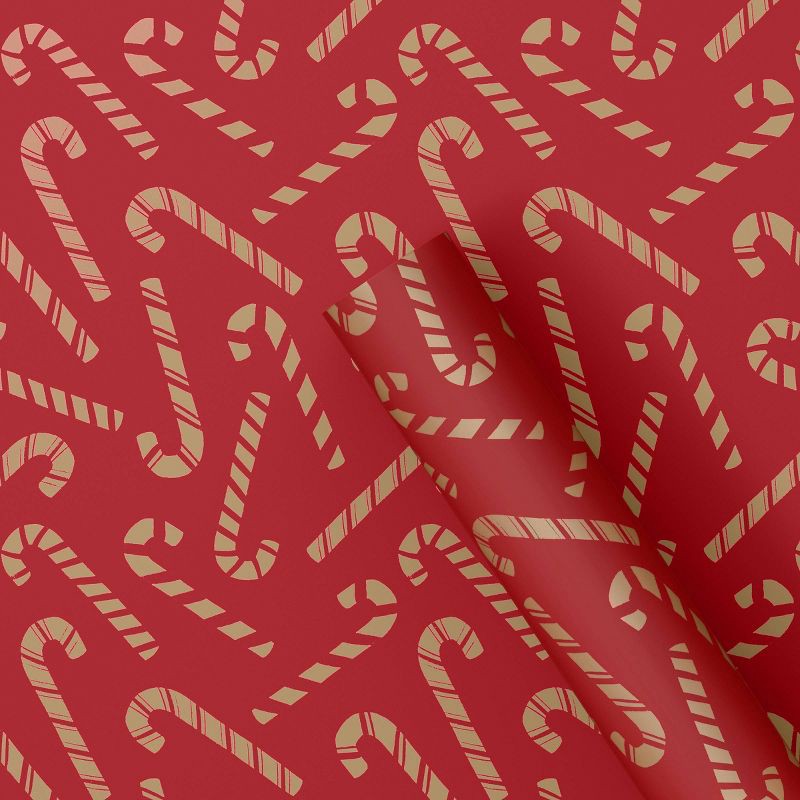 slide 1 of 3, 30" 20 sq ft Christmas Roll Wrap Scattered Candy Canes - Wondershop™, 20 sq ft