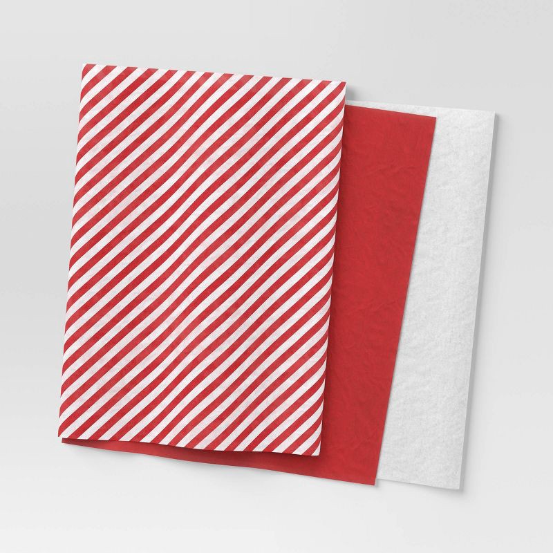 slide 1 of 3, 30ct Christmas Tissue Paper Red/White - Wondershop™, 30 ct