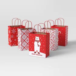 5ct Snowflakes and Candy Canes Cub Christmas Gift Bags - Wondershop™
