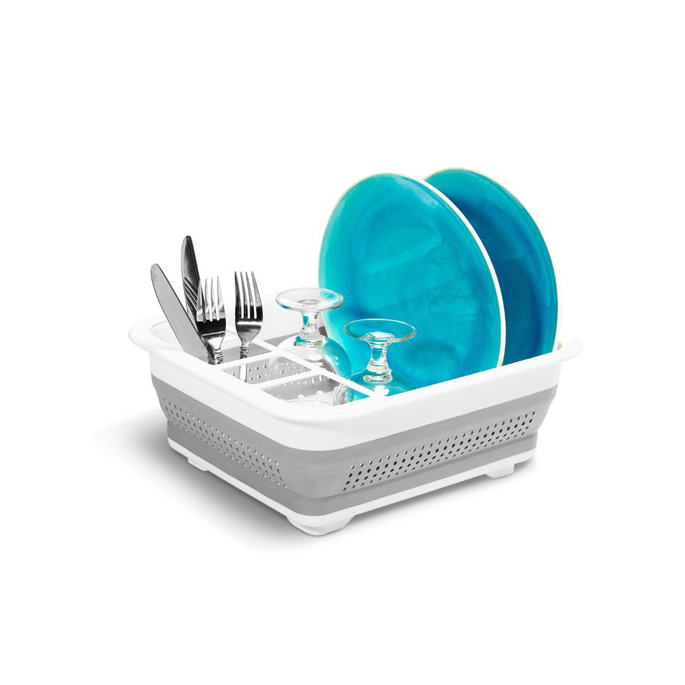 slide 2 of 3, madesmart Collapsible Dish Rack - White/Gray, 1 ct