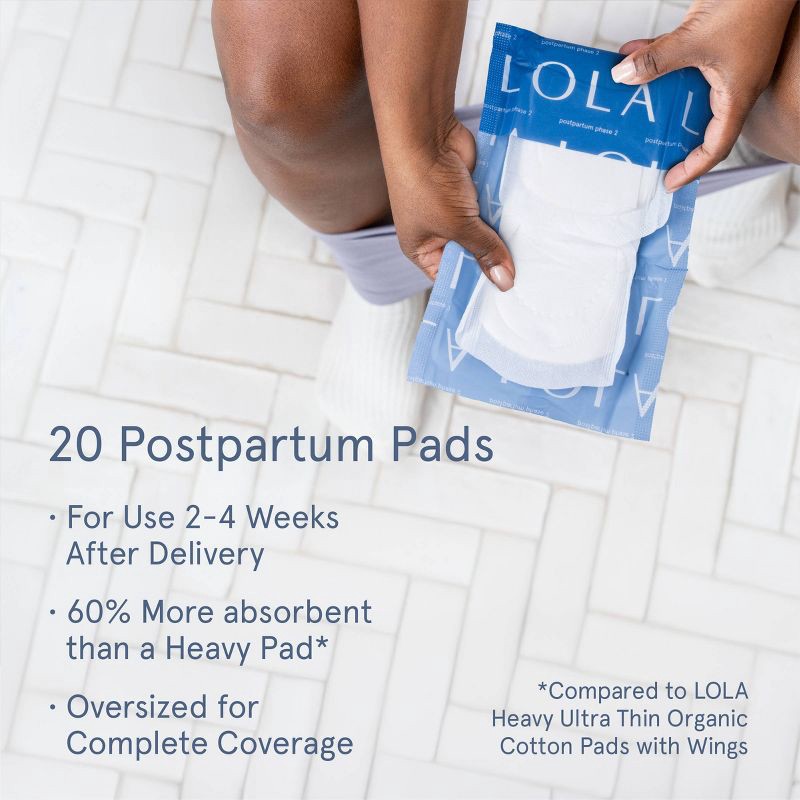 slide 3 of 9, LOLA Phase 2 Postpartum Pads - Heavy Absorbency - 20ct, 20 ct