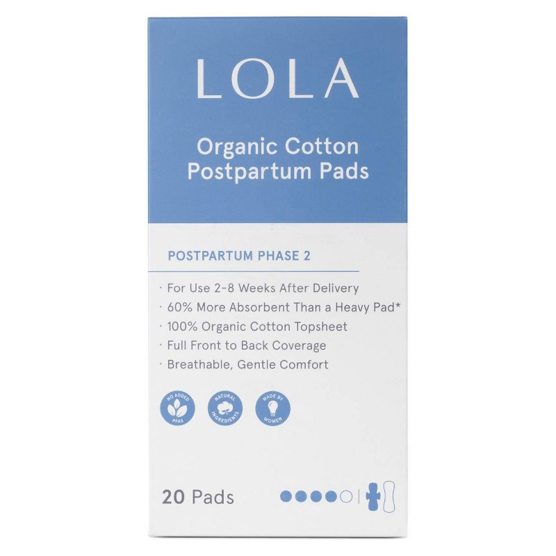 slide 1 of 9, LOLA Phase 2 Postpartum Pads - Heavy Absorbency - 20ct, 20 ct