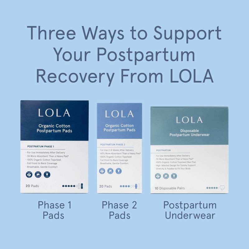 slide 9 of 9, LOLA Phase 2 Postpartum Pads - Heavy Absorbency - 20ct, 20 ct